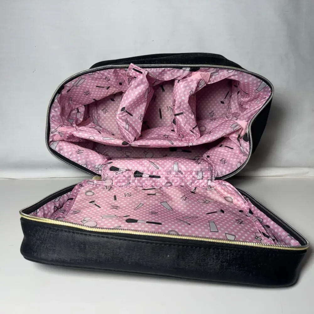 Black Unbranded Travel Makeup Bag Removable Inside Multiple Pockets Tassel Zip